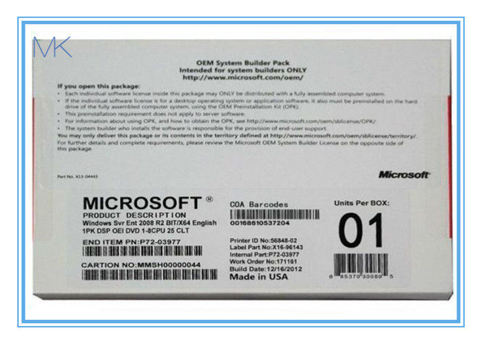 Win Server 2008 R2 Enterprise OEM 25 Aktywacja CLT 1PK DSP OEI DVD 1-8CPU
